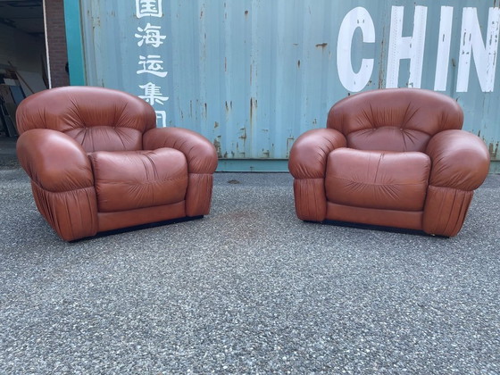 Image 1 of Sculpturale Italiaanse design loungestoelen uit de jaren 70