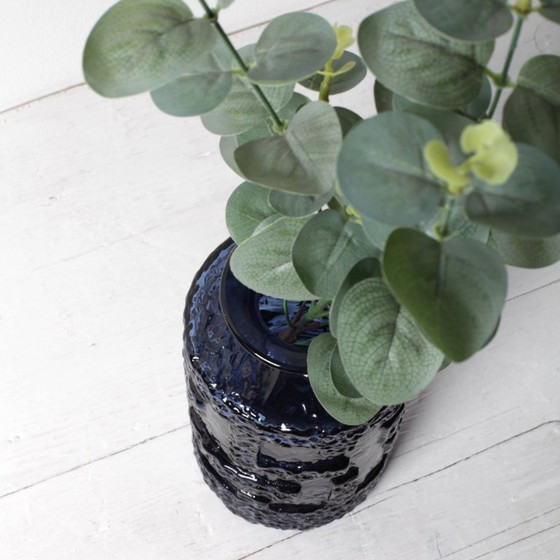 Deep Cobalt Blue Mid-Century Pressed Glass Vase "Cobolt" by Göte Augustsson / Ruda Glasbruk / Sweden / 1970s (photo 8 of 8)