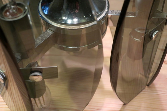 Image 1 of Lámpara colgante italiana de mediados de siglo con 9 cristales facetados