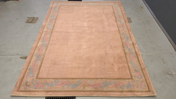 Image 1 of Alfombra moderna de lana hecha a mano, color naranja suave, 247x345cm.