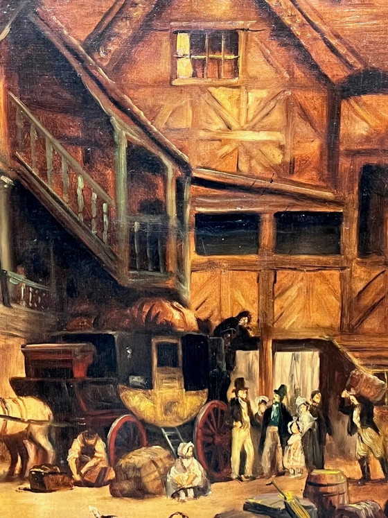 J. Verulpens "De herberg". Schilderij op groot formaat. – Schilderijen & Tekeningen, Canvas (photo 4 of 9)
