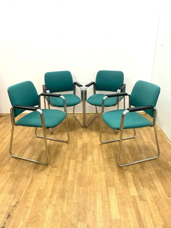 Image 1 of Retro fauteuils met armleuningen, jaren 70-80, Tsjechoslowakije (set van 4)