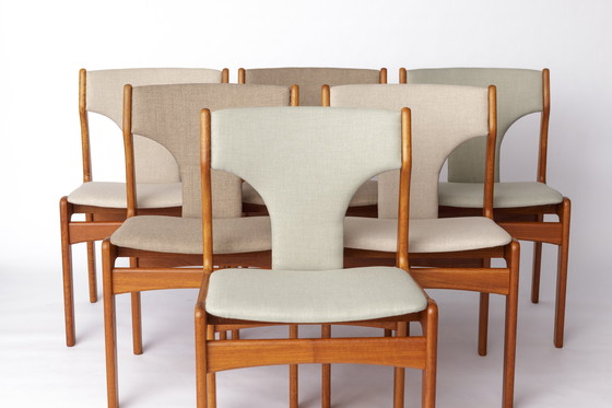 Image 1 of Vintage Set of 6 Danish Teak Dining Chairs – Erik Buch for Uldum | 1960s Mid-Century Modern Design