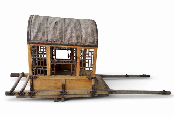 Image 1 of Palanquín chino antiguo, silla de manos, circa 1900, con ruedas