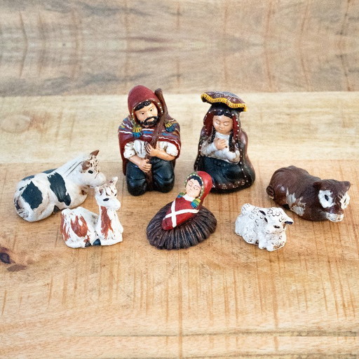 Belén peruano de terracota de 7 piezas hecho a mano – decoratieve objecten, Stone