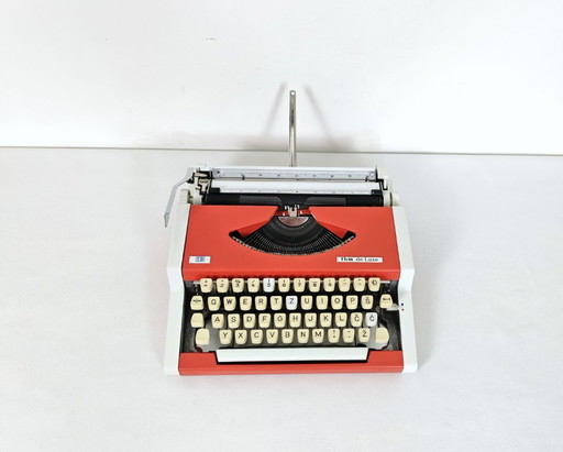 Vintage Rote funktionierende Schreibmaschine / Lila UNIS TBM De Luxe 1970er / Retro Büro / Büro Deko / Olympia / Mid Century Mod