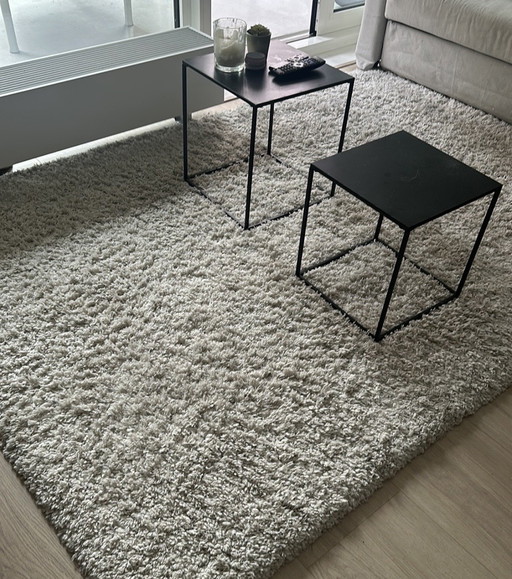 Tappeto a pelo lungo color bianco crema 160x230