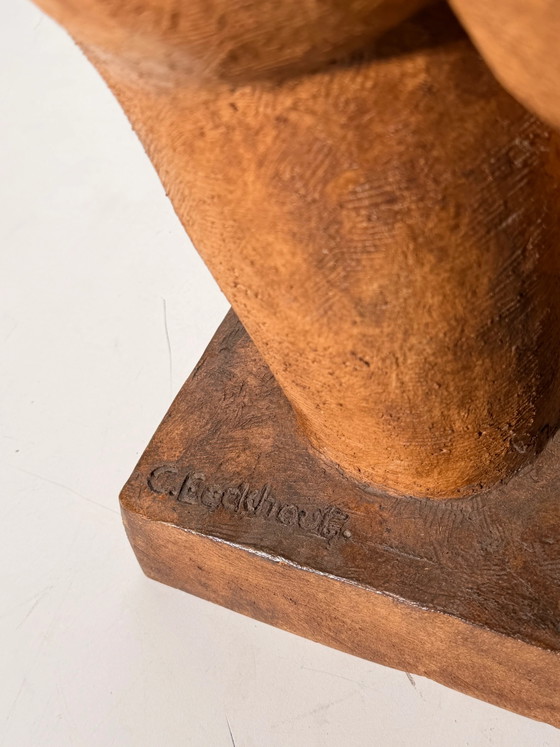 C. Eeckhout – Sculpture de Torse Féminin sur Socle Rectangulaire – Bois (photo 6 of 6)