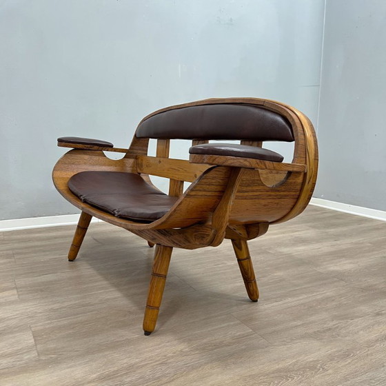 Sala de estar rústica con sillones y sofá de barril de madera, Italia, década de 1970. – Taburetes de bar (photo 10 of 19)