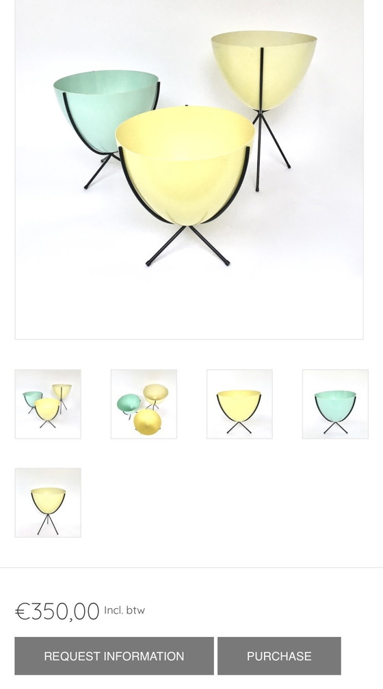 Image 1 of VASO A PROIETTILE ANNI '50/'60 VINTAGE VASO PER PIANTE SU 3 GAMBE