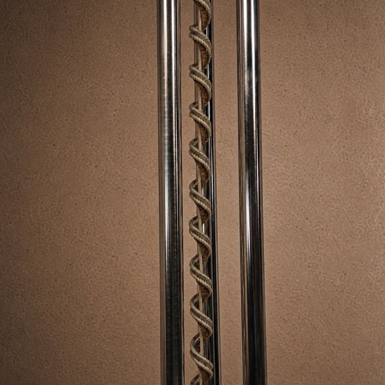 Image 1 of Vintage Itliaanse design Space Age vloerlamp Chroom en Glas (jaren 70 / 70s) unieke lamp 