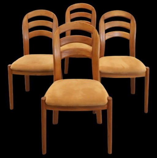 Ensemble de 4 chaises de salle à manger Glostrup en teck massif vintage danois