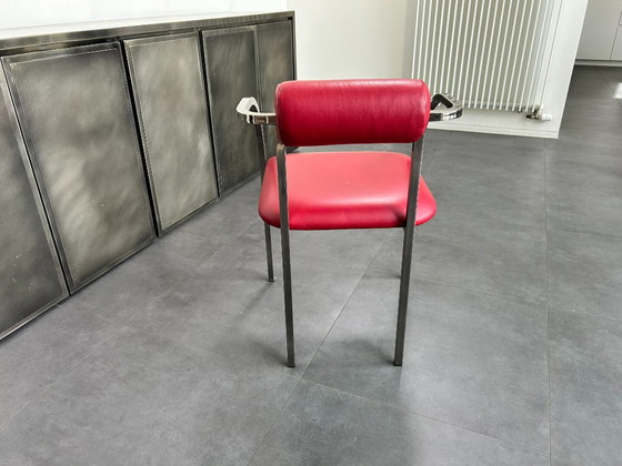 Belgochrom Fiesta dining chairs – red cow leather - 6 pieces – Metal (photo 12 of 19)