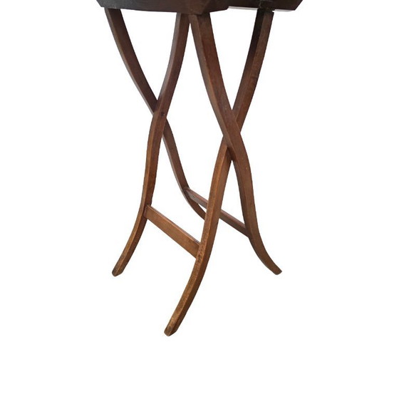 Image 1 of Antigua mesa plegable francesa de nogal Normandía, finales del siglo XIX