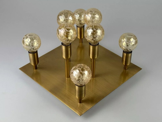 Image 1 of 60s 70s plafondlamp Sölken Leuchten Duitsland Design messing Space Age
