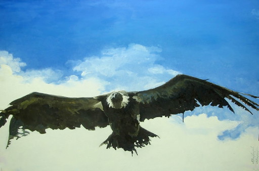 Origineel olieverfschilderij, moderne kunst, symboliek, adelaar, lucht, onafhankelijk – schilderijen tekeningen, Canvas