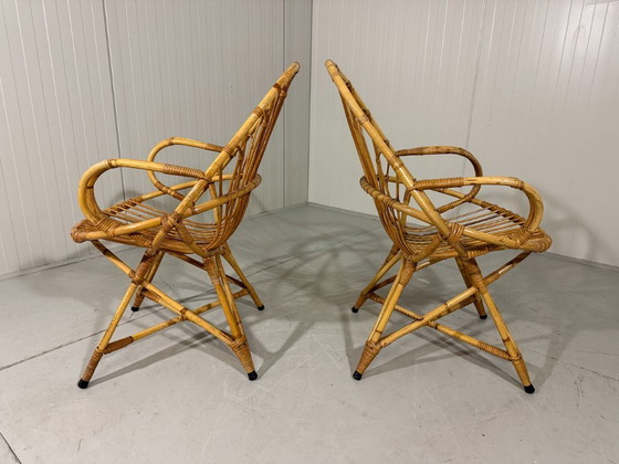 Image 1 of Fauteuils et table en rotin Rohé Noordwolde 1960