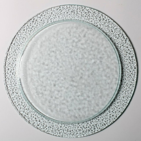 Image 1 of Vintage Georgia Green Bubble Glass schaal / Groot tafelstuk / Italië / jaren 1990