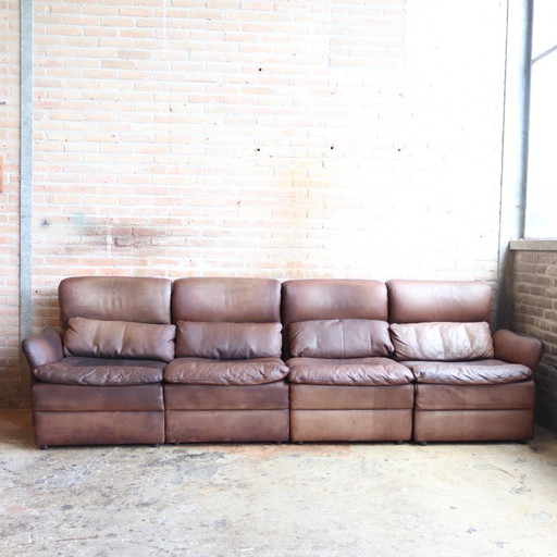 intage elements sofa brown leather 1970s