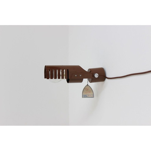 Vintage bruine metalen wandlamp van Elektroinstala Děčín, Tsjecho-Slowakije 1980