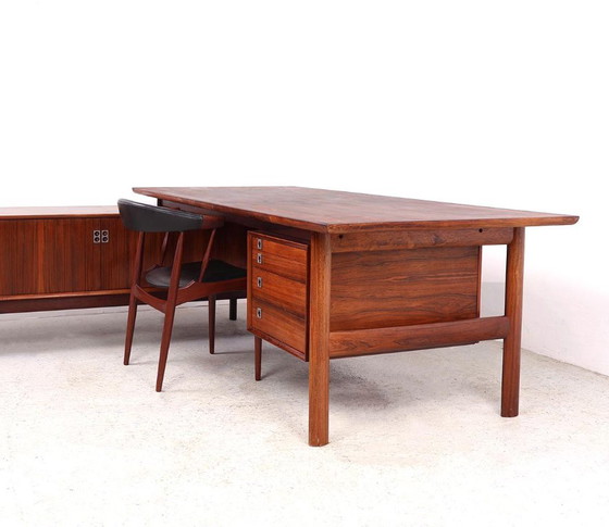 Scrivania Direzionale Vintage con Credenza, Arne Vodder per Sibast, Anni '60, Scrivanie, Legno, Marrone (foto 4 di 15)