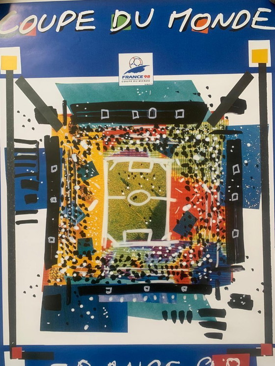 Image 1 of Affiche officielle de la Coupe du Monde France 98 - Nathalie Le Gall - État neuf avec tube d'origine