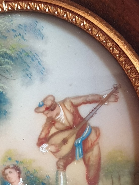 Image 1 of Quadro in miniatura con cornice in noce, fine XIX secolo