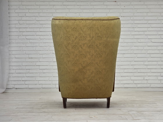 Image 1 of 1960er Jahre Dänischer Sessel, hellgrüner Möbelvelours, Buchenholz