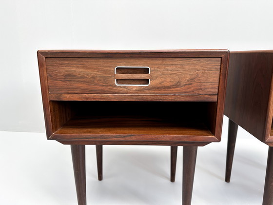 Image 1 of Set Of 2 Rosewood Nightstands By Johannes Andersen For Dyrlund 1960S