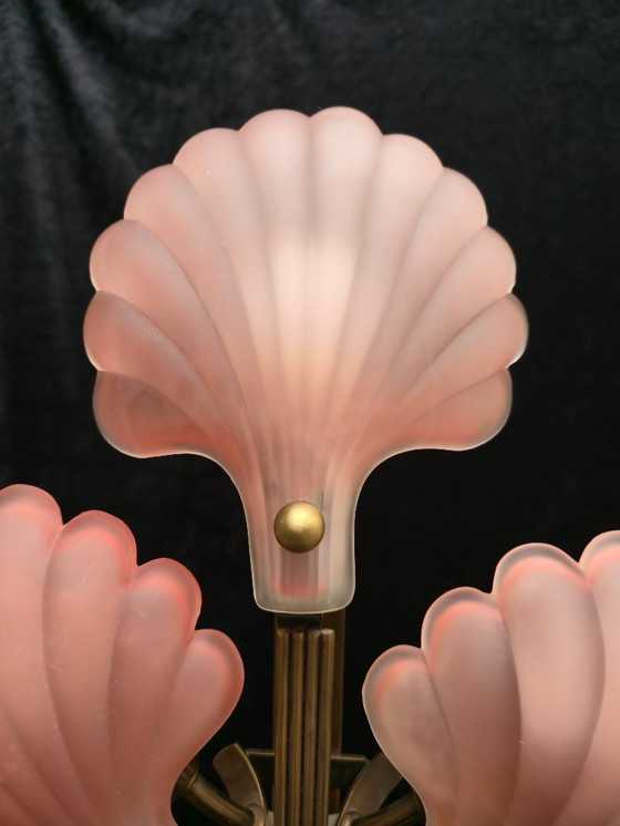 Image 1 of Lampadaire en laiton Deknudt, style Art déco, lampe en forme de coquillage