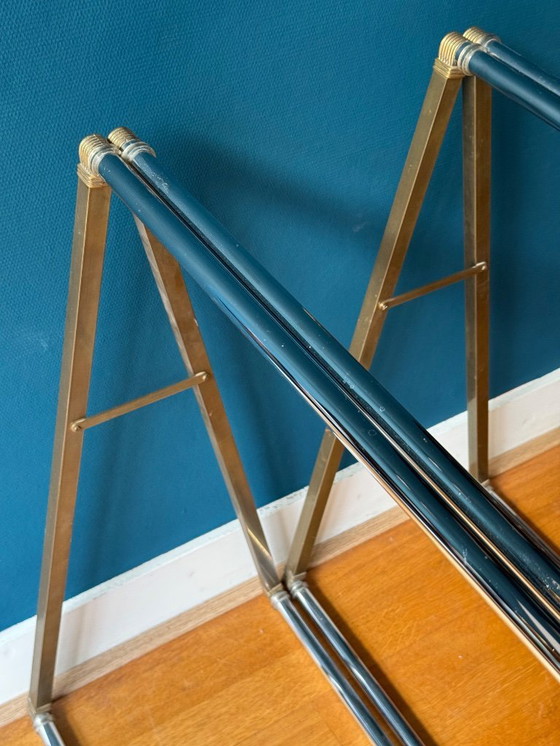 Image 1 of Table à tréteaux en laiton Peter Ghyczy