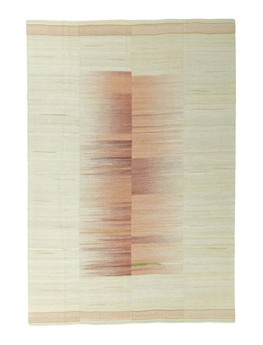 Handgewebter Designer Kelim Mazandaran – 322 x 221 cm | Moderne Kunst in Naturtönen