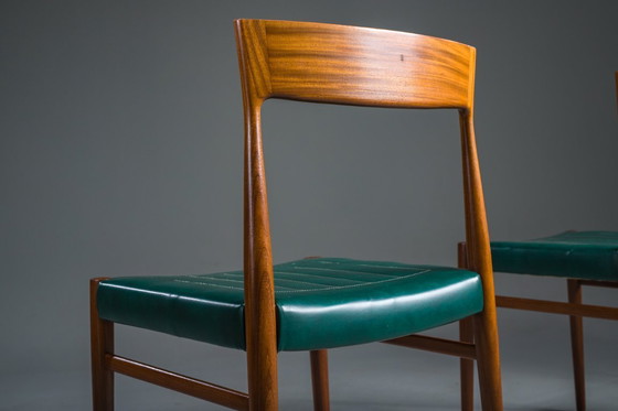 Image 1 of Eetkamerstoelen in botanisch groen veganistisch leer, jaren 70, set van 4