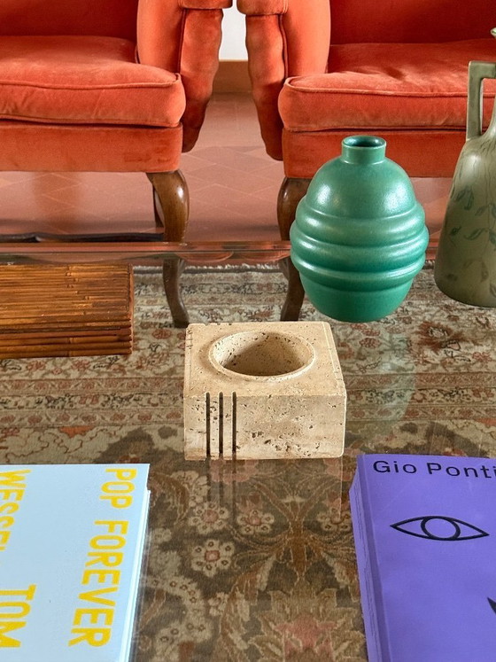 Image 1 of Travertine cubic vide poche / ashtray, Cerri Nestore, Italy, 1970s