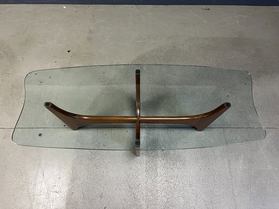 Image 1 of Table basse scandinave en teck et verre, années 1960