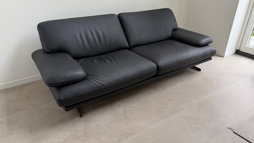 Rochebobois 3-zitbank Envergure zwart leer