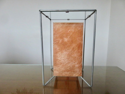 Lampe moderniste, minimaliste, fibre orange, verre et métal, 1970-1980