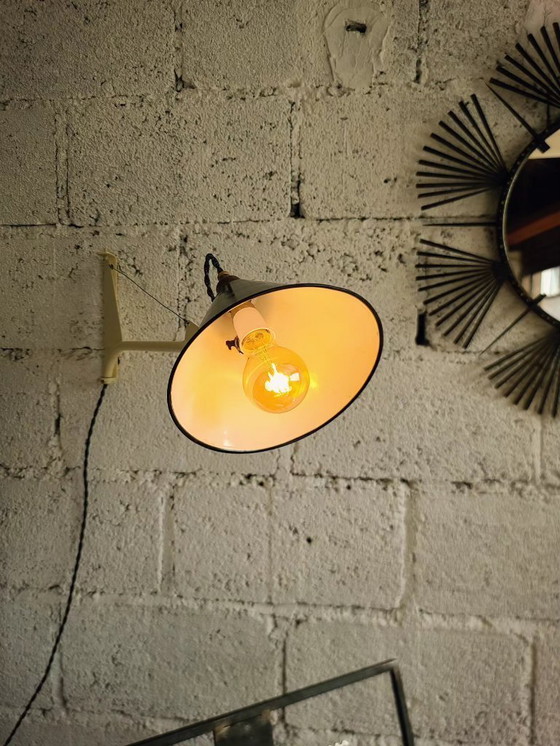 Image 1 of lampada da parete mini-Jib - stile Jean Prouvé - ispirazione nautica