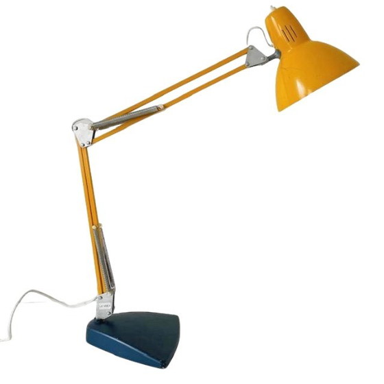 Image 1 of Lampe à ciseaux vintage ocre jaune avec support 1960s