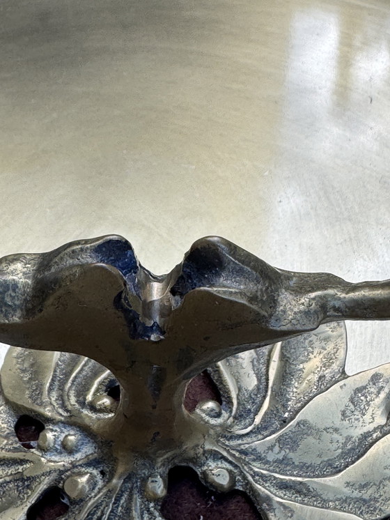 Image 1 of 🕯️ Bronzen Art Nouveau tweearmskandelaar | handgegoten, massief, authentieke patina | 1890–1920