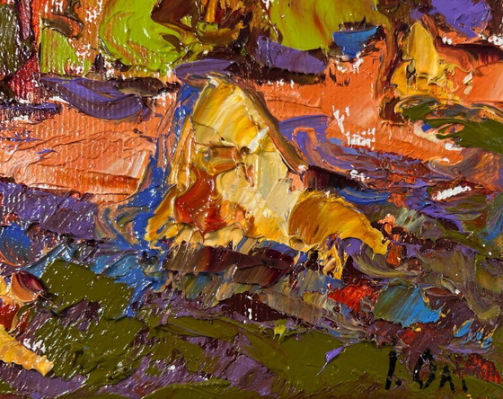Image 1 of Original Oil Painting Fall Nature Landscape Autumn horizon