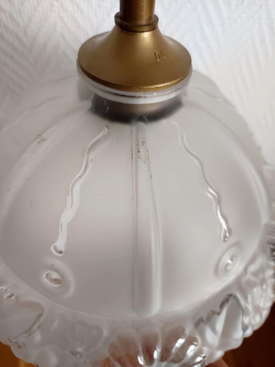 Image 1 of Art Deco globe pendant light in frosted glass