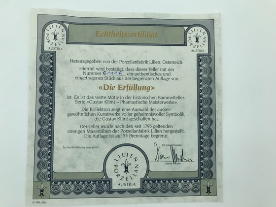 Image 1 of Set of 8 Gustav Klimt porcelain collectible plates, with certificates