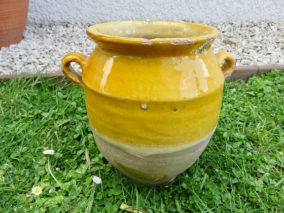 Image 1 of Tarro para conservar alimentos, terracota amarilla vidriada, suroeste de Francia, finales del siglo XIX.