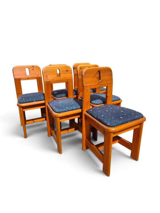 6 Rare WASA Dining Chairs – Textile, Wood (photo 3 of 8)