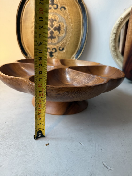 Image 1 of Ciotola girevole in legno per snack con piede – Vintage