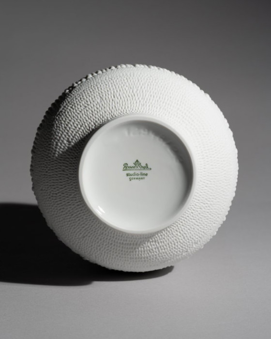 Image 1 of ROSENTHAL Vase Duo STRUCTURA RIBS Bisque Porcelaine Noire Elsa Fischer-Treyden