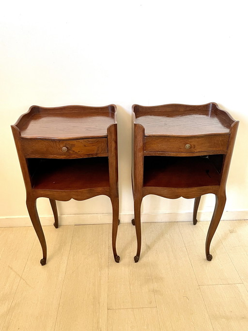 Vintage bedside tables in French cherry wood