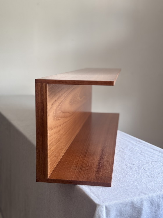 Vintage wall shelf Walter Wirz Wilhelm Renz 1960s, Shelving unit, Wood, Brown (photo 11 of 13)