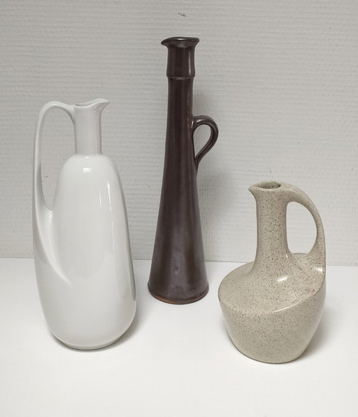 three soliflore vases stoneware ceramic vintage porcelain